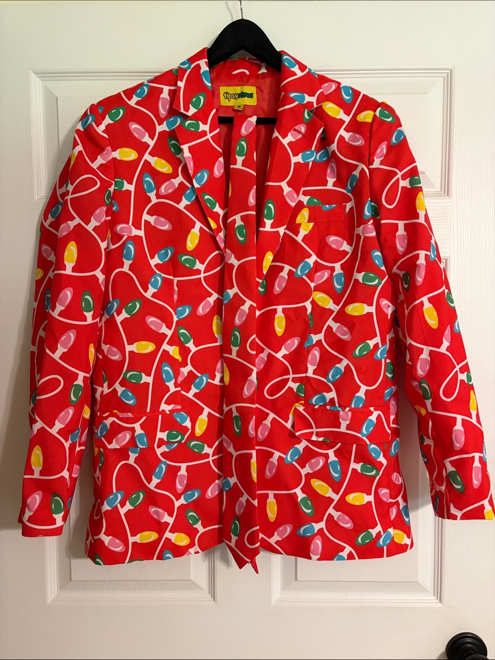 Tipsy Elves Christmas Lights Blazer & Matching Tie Set Red Festive Holiday